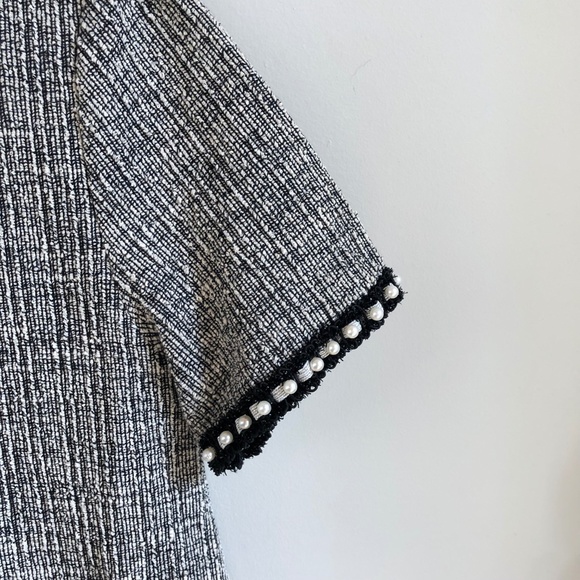 SOLD Zara Tweed Shift Dress with Faux Pearl Trim - Picture 6 of 7